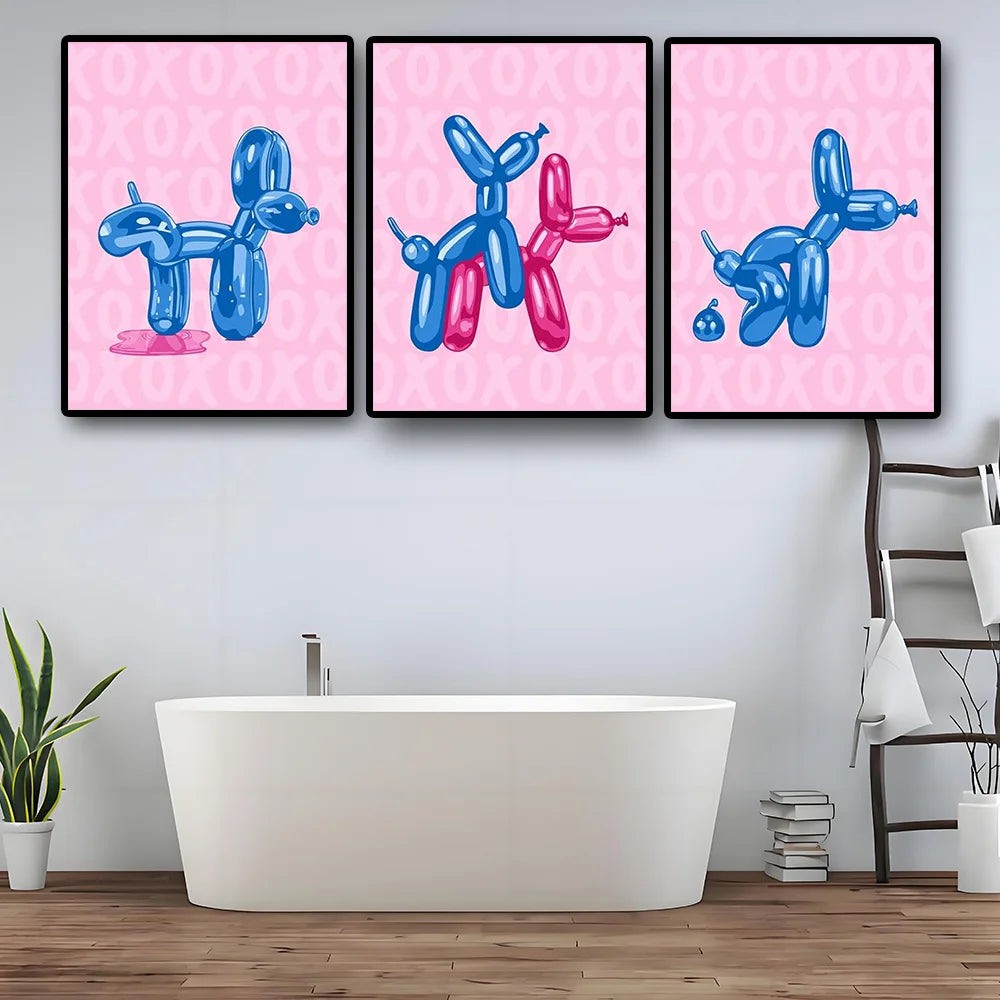 Funny Bathroom Wall Art Minimalism Home Decor Pop Art Balloon Dog Poop Poster Print For Toliet Living Room Home Decor