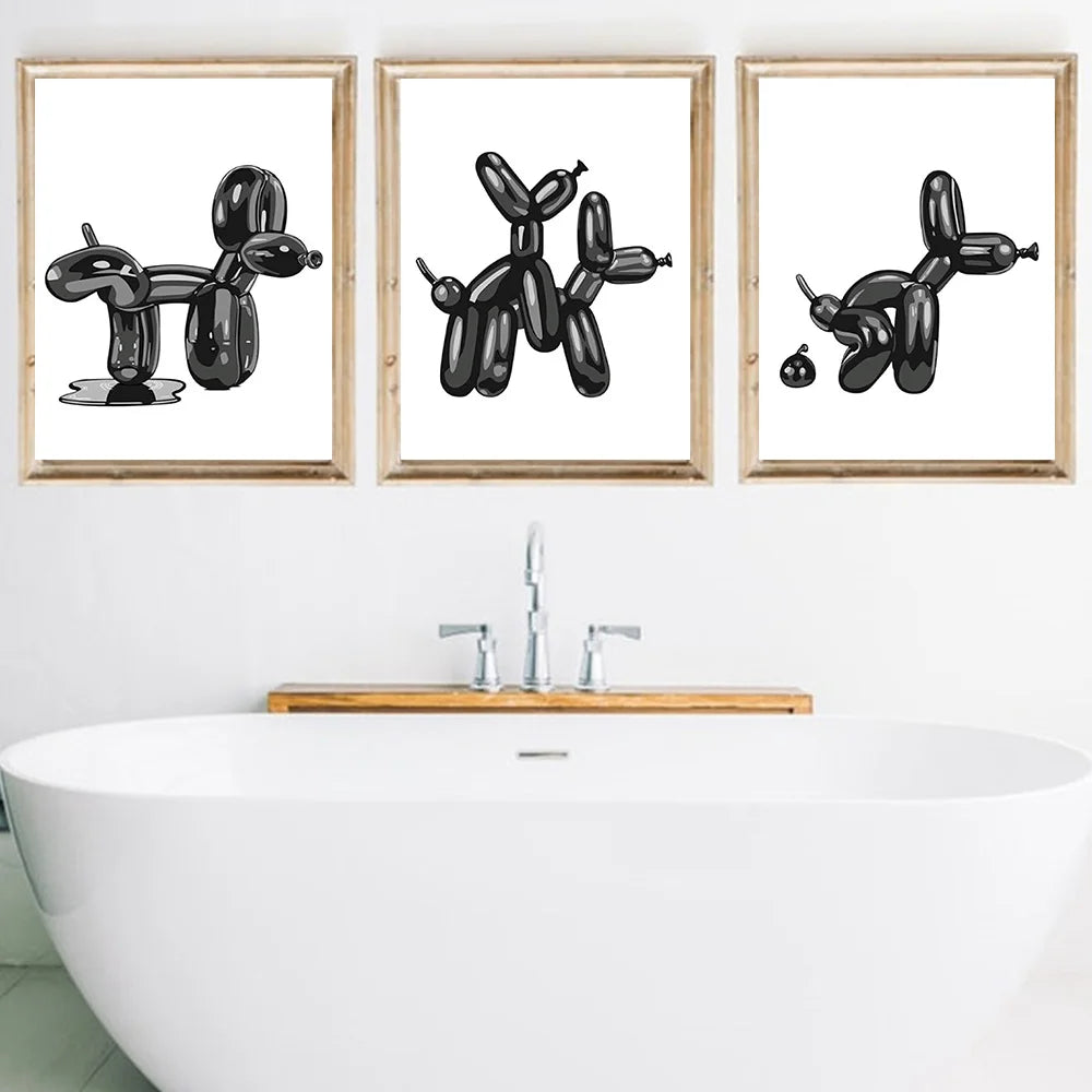 Funny Bathroom Wall Art Minimalism Home Decor Pop Art Balloon Dog Poop Poster Print For Toliet Living Room Home Decor