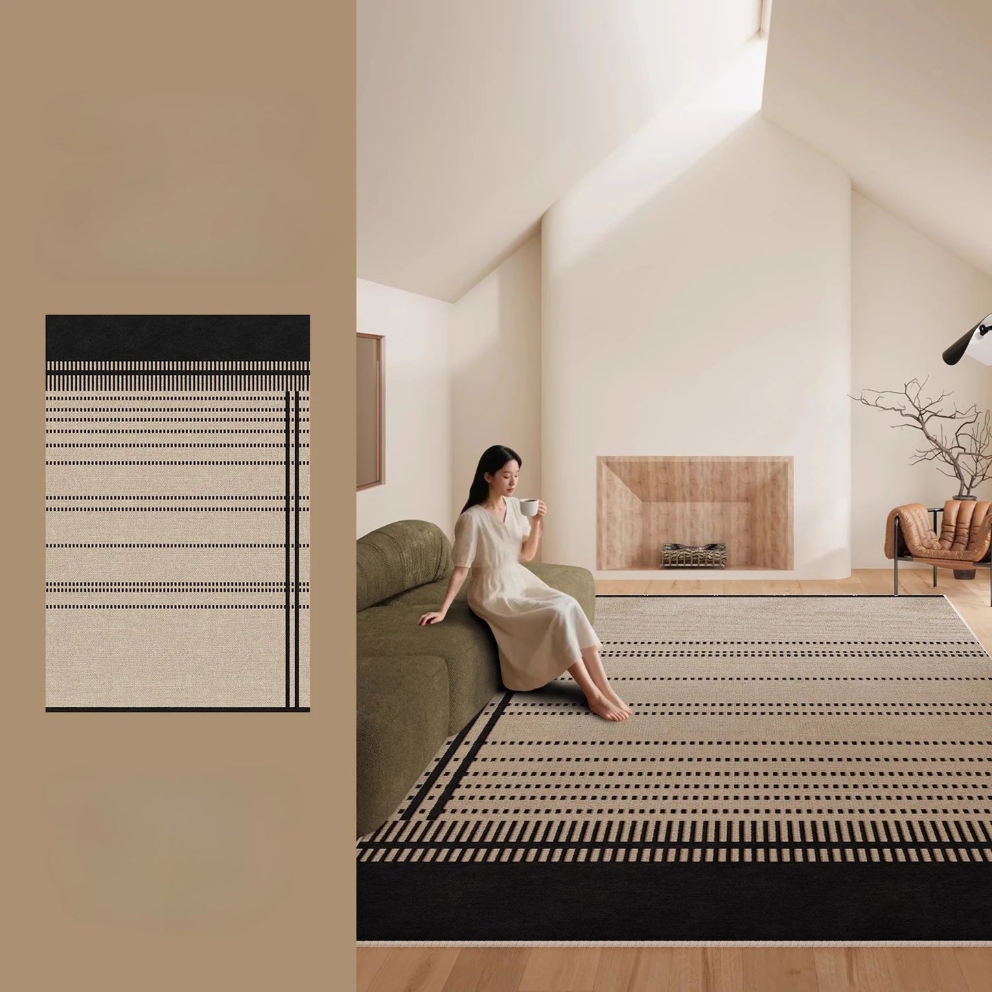 Retro Style Rugs for Bedroom Large Area Living Room Decoration Waterproof Carpet Washable Lounge Floor Mat Anti-slip Bedside Rug