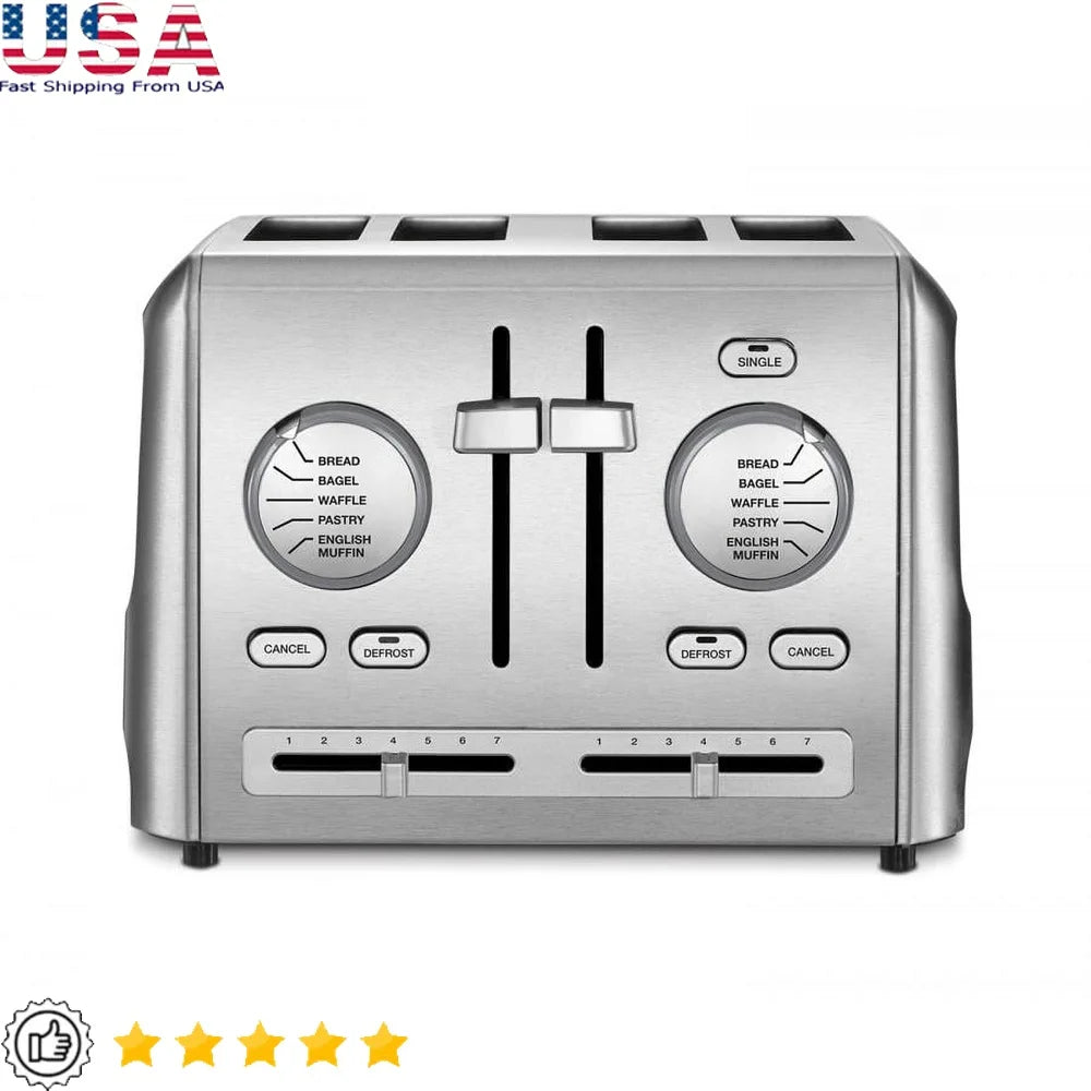 4 Slice Toaster High Lift Carriages Generous Slots Precision Settings Stylish Kitchen Appliance Perfect Breakfast Cooking