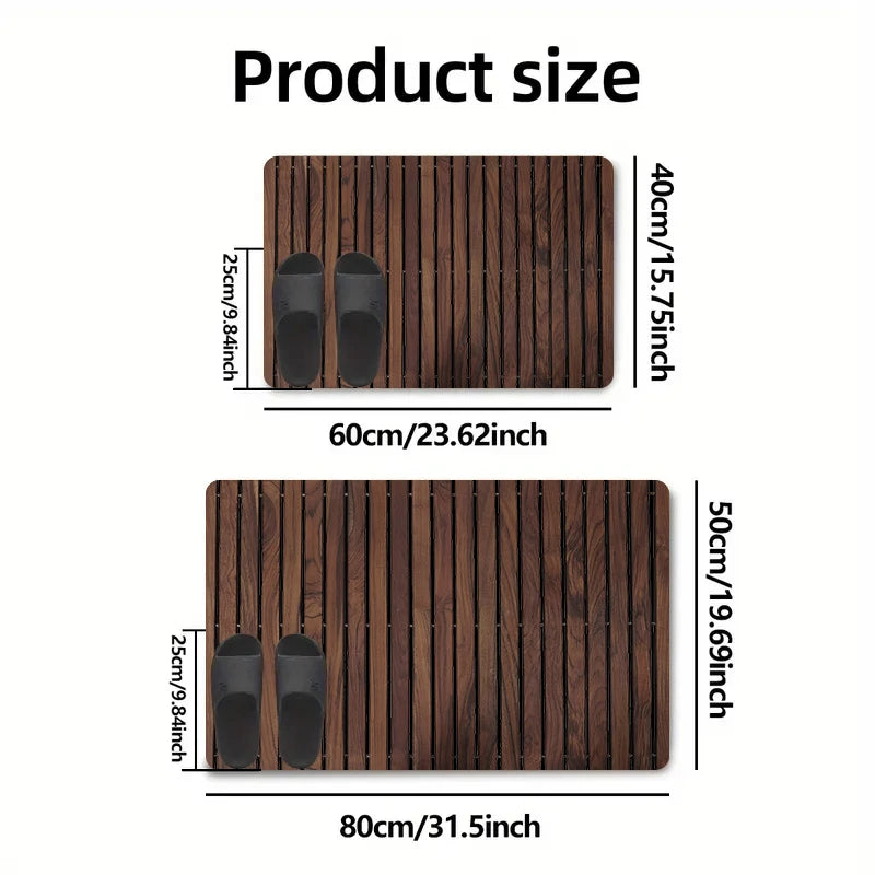 1pc wood grain diatom mud commercial anti-slip mat, minimalist and fresh design, water-absorbing and anti-slip, bathroom mat, su