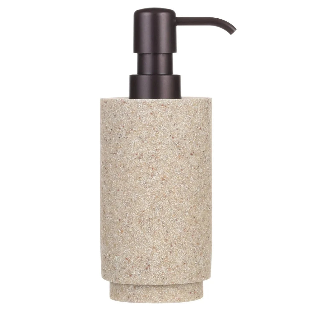 3 Piece Sandstone Bath Accessory Set Soap Pump Toothbrush Holder Tumbler Durable Resin Bathroom Organizer Essential Home Decor