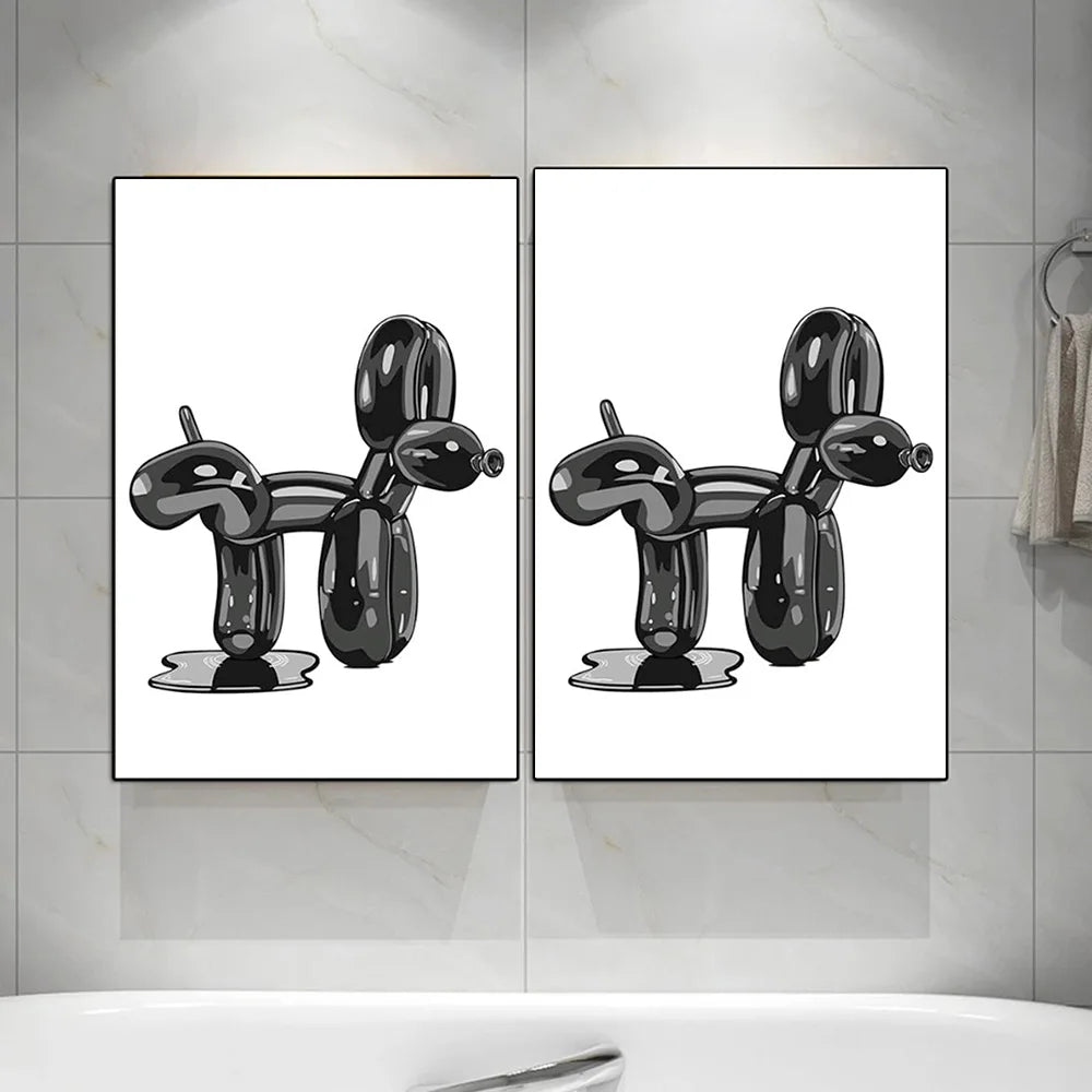 Funny Bathroom Wall Art Minimalism Home Decor Pop Art Balloon Dog Poop Poster Print For Toliet Living Room Home Decor