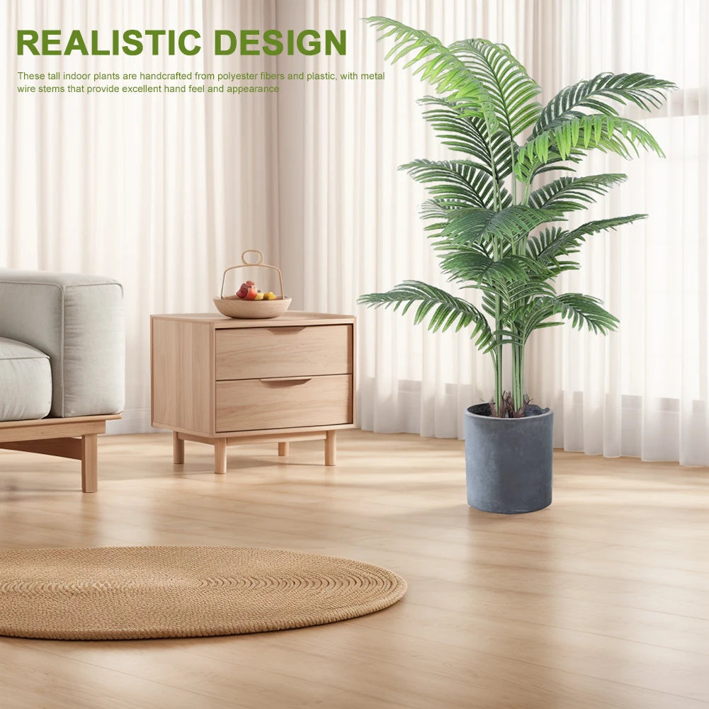 1/2PCS Artificial Tropical Palm Plant 5FT Faux Dypsis Lutescens Plants in Pot for Indoor Outdoor Home Office Garden Decoration