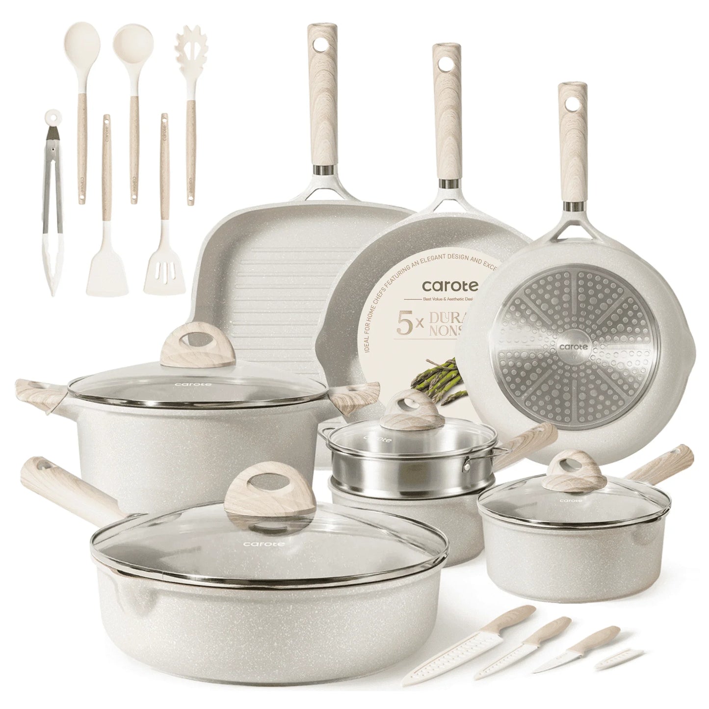 Carote Non Stick Pots and Pans Set, Induction Kitchen Cookware Sets