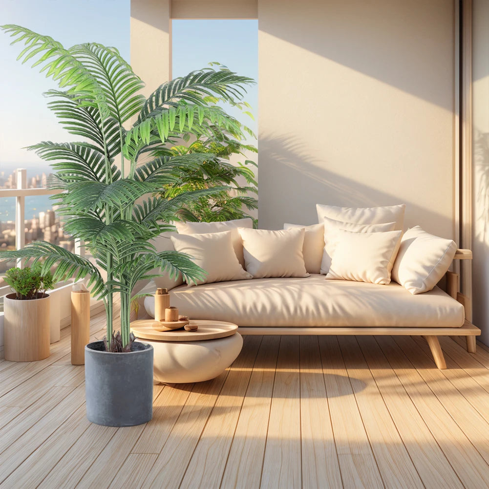 1/2PCS Artificial Tropical Palm Plant 5FT Faux Dypsis Lutescens Plants in Pot for Indoor Outdoor Home Office Garden Decoration