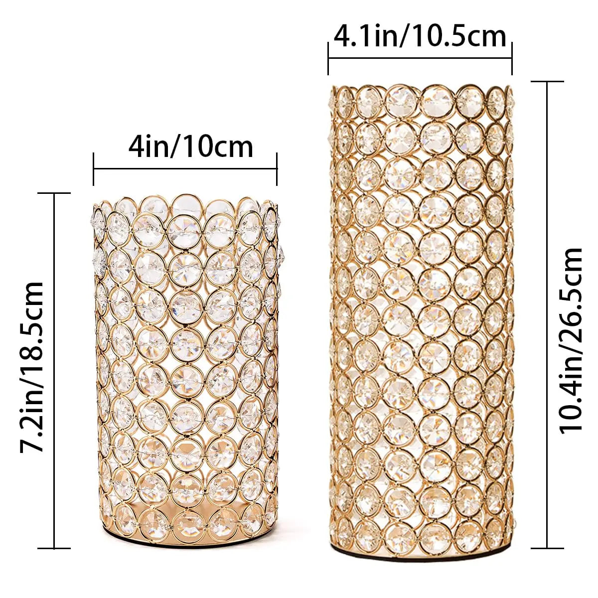 Gold Cylinder Crystal Candle Holders Hollow Flower Vase Centerpieces for Dinning Room Coffee Table Decoration Wedding