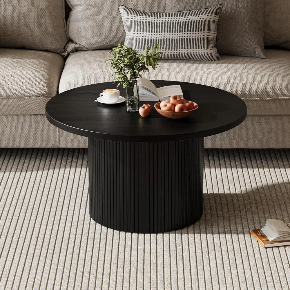 Living Room Table Sets of 2, Fluted Coffee Table & Dresser TV Stand, Coffee Table with Storage, Sliding Doors TV Stand for Bedro