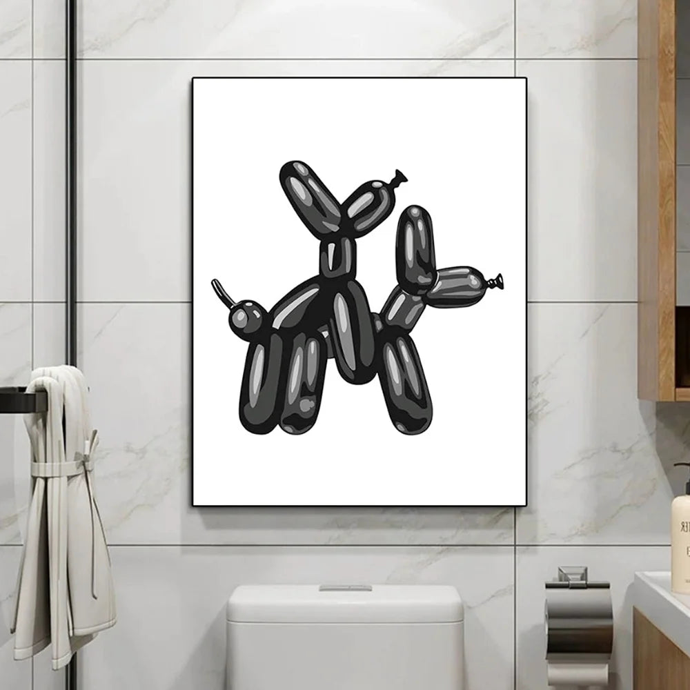 Funny Bathroom Wall Art Minimalism Home Decor Pop Art Balloon Dog Poop Poster Print For Toliet Living Room Home Decor