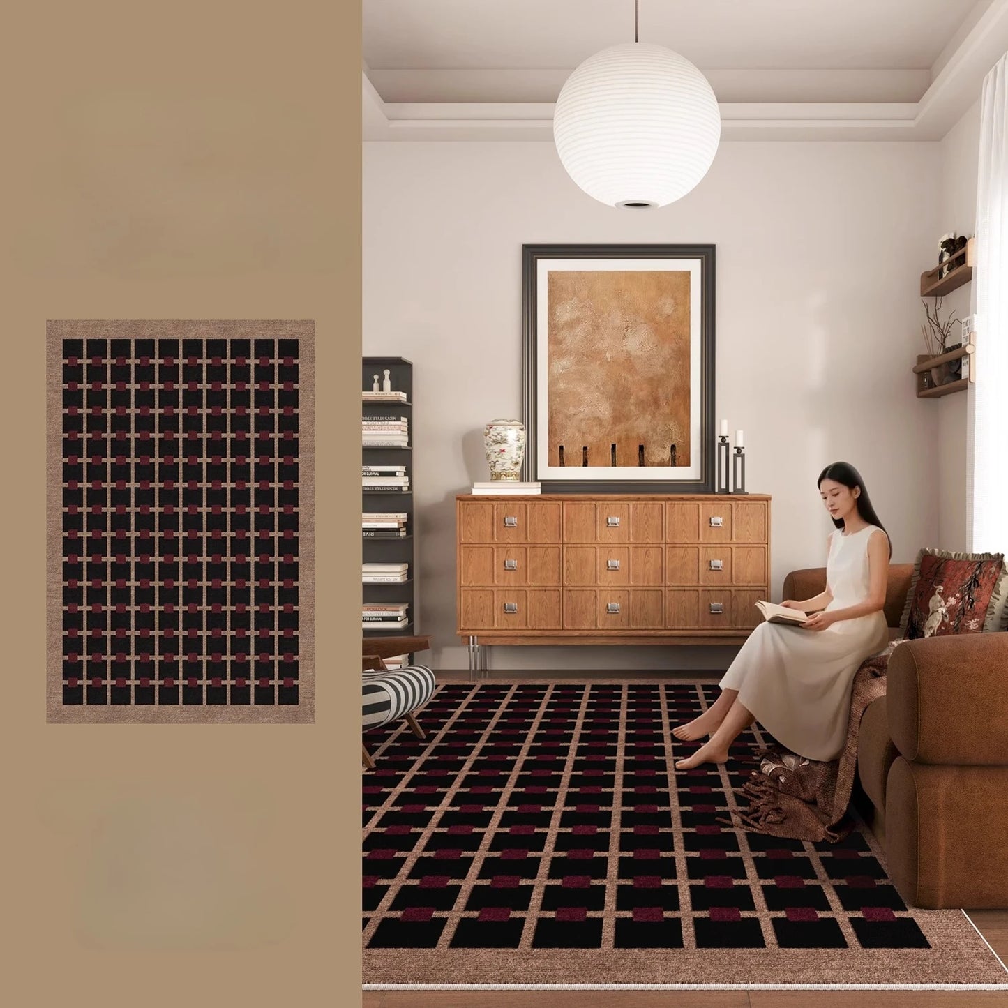 Retro Style Rugs for Bedroom Large Area Living Room Decoration Waterproof Carpet Washable Lounge Floor Mat Anti-slip Bedside Rug