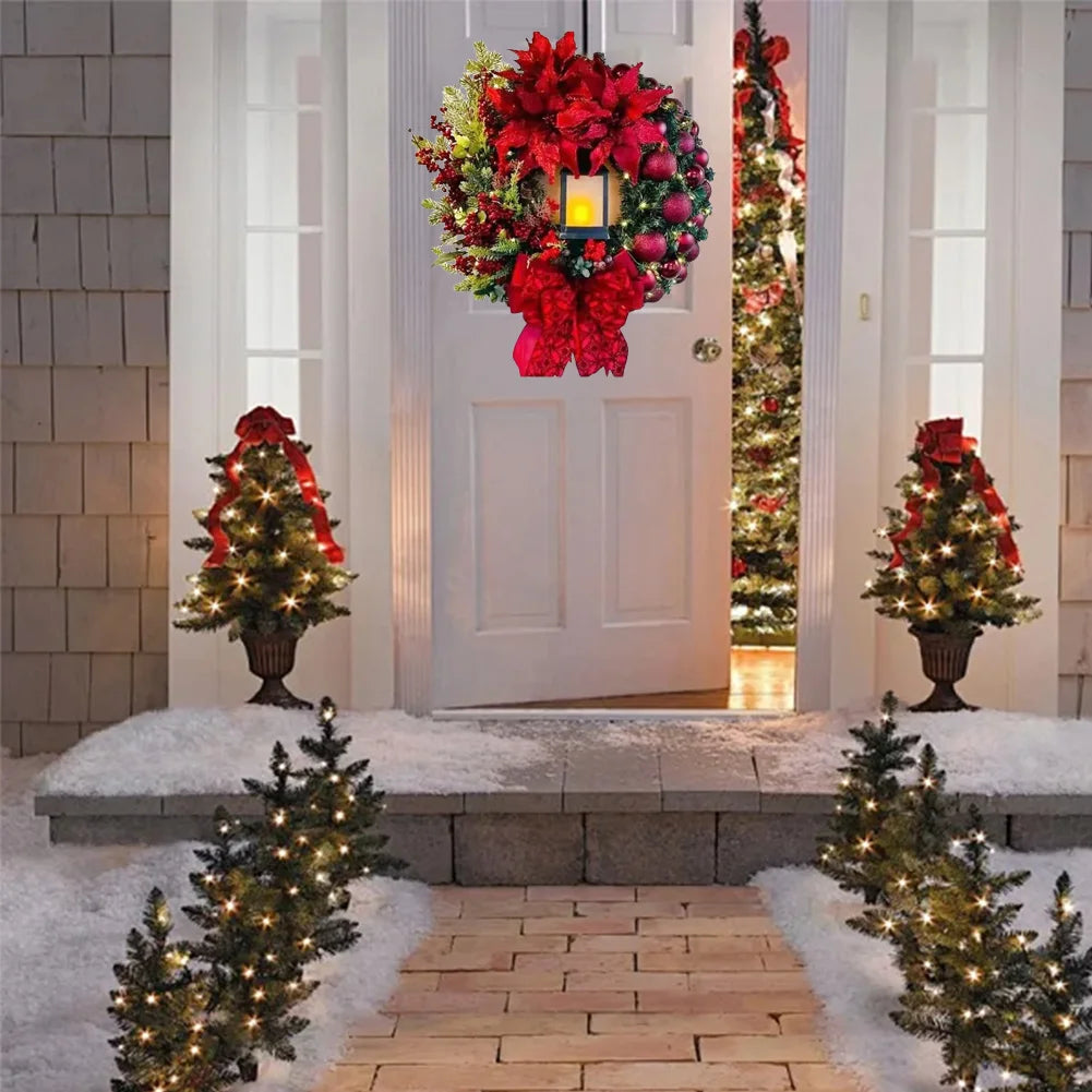Christmas Wreath With Lamp Front Door Wall Decorations Christmas Door Wreath Wall Door Window Fireplace Staircase Wreath