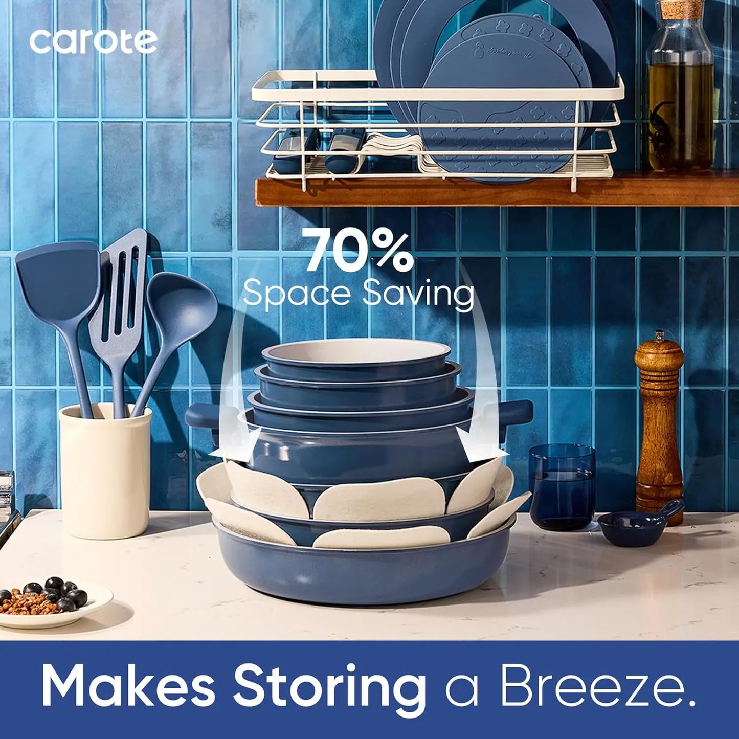25pcs Ceramic Cookware Set Nonstick, Pots and Pans Set Non stick, Non Toxic Cookware, Dishwasher/Oven Safe, RV/Camping