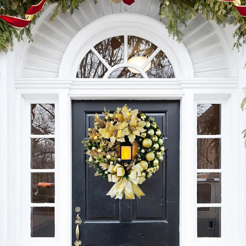 Christmas Wreath With Lamp Front Door Wall Decorations Christmas Door Wreath Wall Door Window Fireplace Staircase Wreath