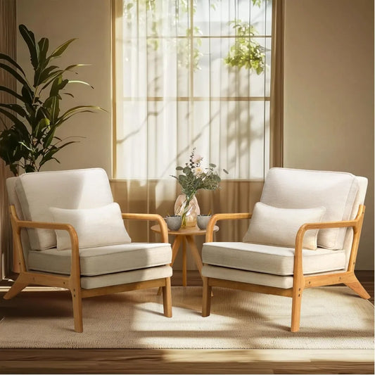 Living room sofa, Modern Accent Chair Set of, Relaxing Armchair Solid Wood Frame Soft Cushion, Reading Leisure Chair Living Room
