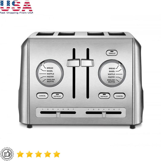 4 Slice Toaster High Lift Carriages Generous Slots Precision Settings Stylish Kitchen Appliance Perfect Breakfast Cooking
