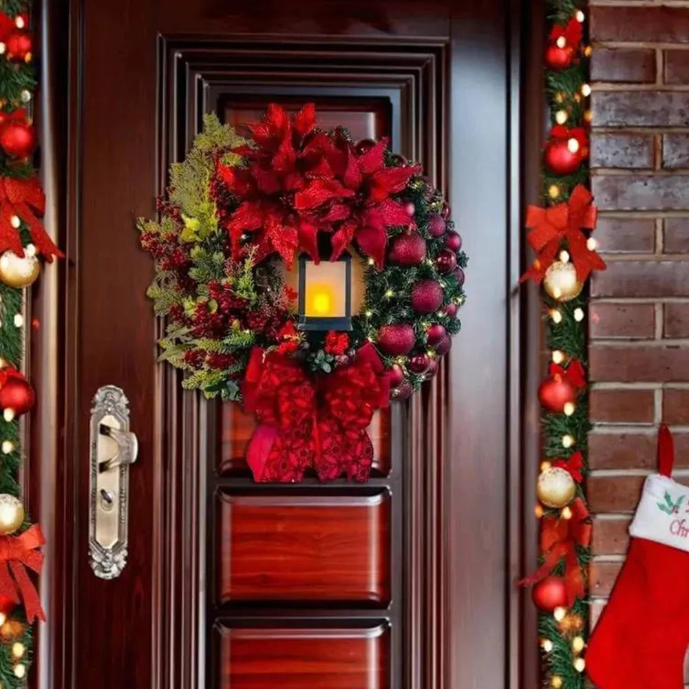 Christmas Wreath With Lamp Front Door Wall Decorations Christmas Door Wreath Wall Door Window Fireplace Staircase Wreath
