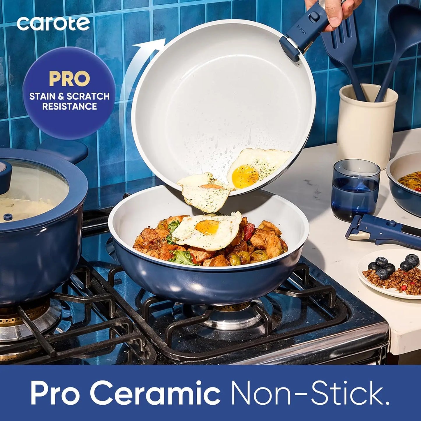 25pcs Ceramic Cookware Set Nonstick, Pots and Pans Set Non stick, Non Toxic Cookware, Dishwasher/Oven Safe, RV/Camping