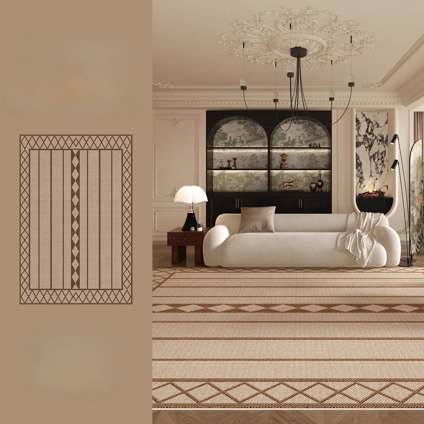 Retro Style Rugs for Bedroom Large Area Living Room Decoration Waterproof Carpet Washable Lounge Floor Mat Anti-slip Bedside Rug