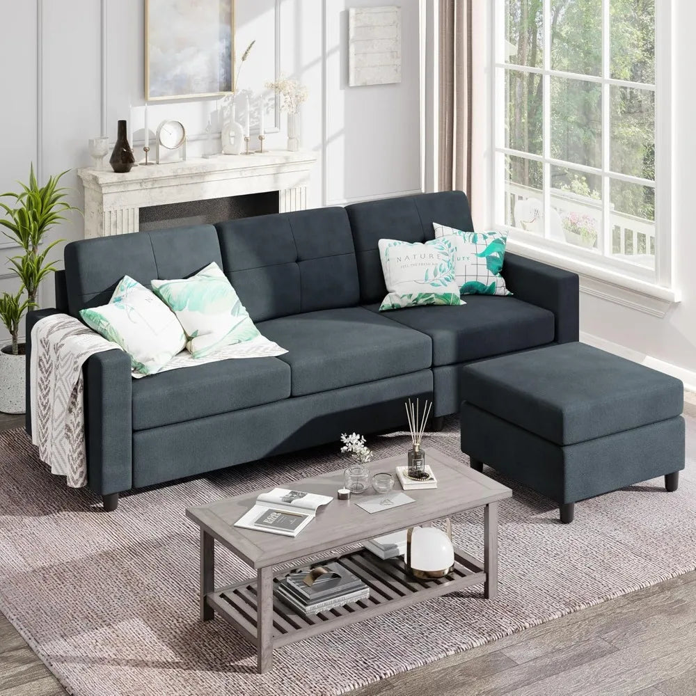 Living room sofa,Upholster Convertible Sectional Sofa for Living Room,3 Seat L Shaped Couches Storage Function,Convertible Sofas