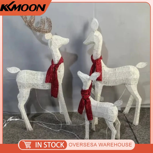 3-Piece Large Lighted Christmas Deer Family Set Outdoor Yard Decoration with 210 LED Lights Christmas Decorations Christmas Deer