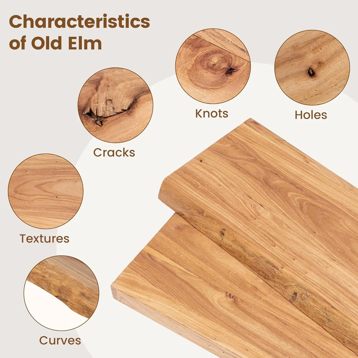 Rustic Elm Wood Floating Shelves for Wall, Live Edge 36"W x 9.2"D x 1.4"H, Set of 2 with Invisible Bracket, Wall Mounted Storage