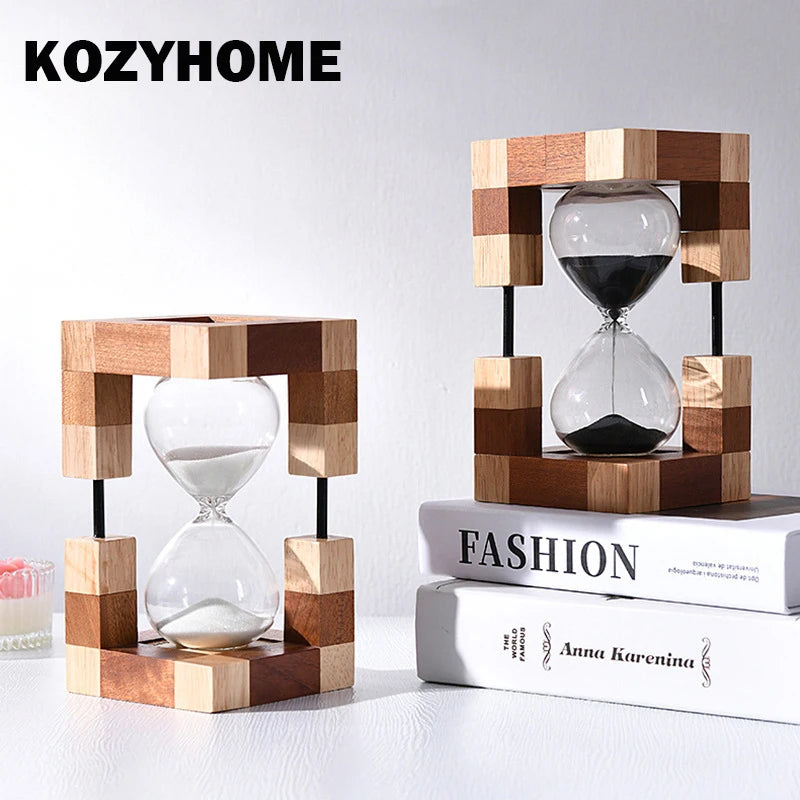 KOZYHOME Wooden Hourglass 30min Sand Timer Office Desktop Ornaments Sandglass Sand Clock for Kitchen Yoga Christmas Gift Present