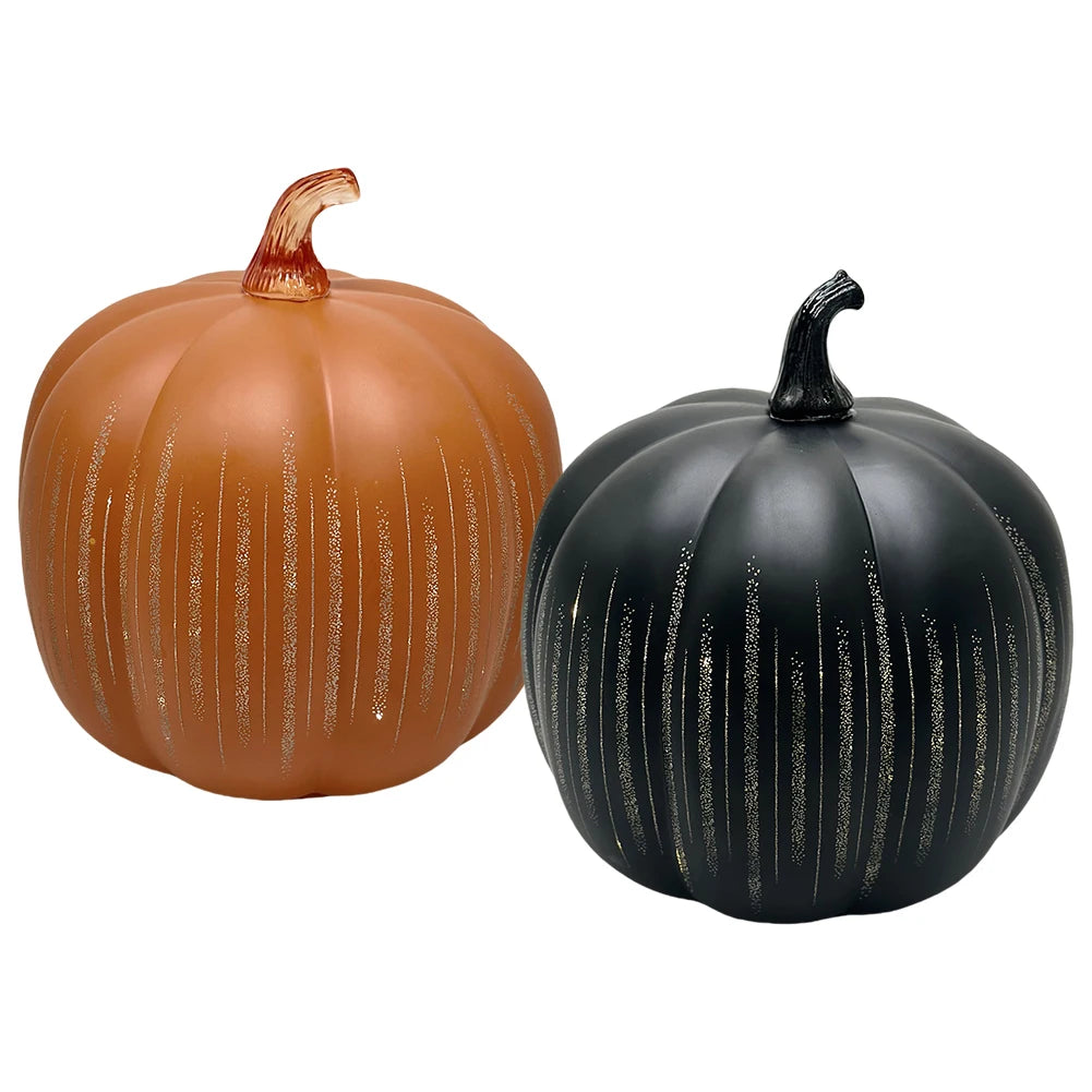 Starry Night Pumpkins Twinkle LED Light Pumpkins Timer Lighted Sparkling Starry Night Glass Pumpkin for Bedroom Hallway