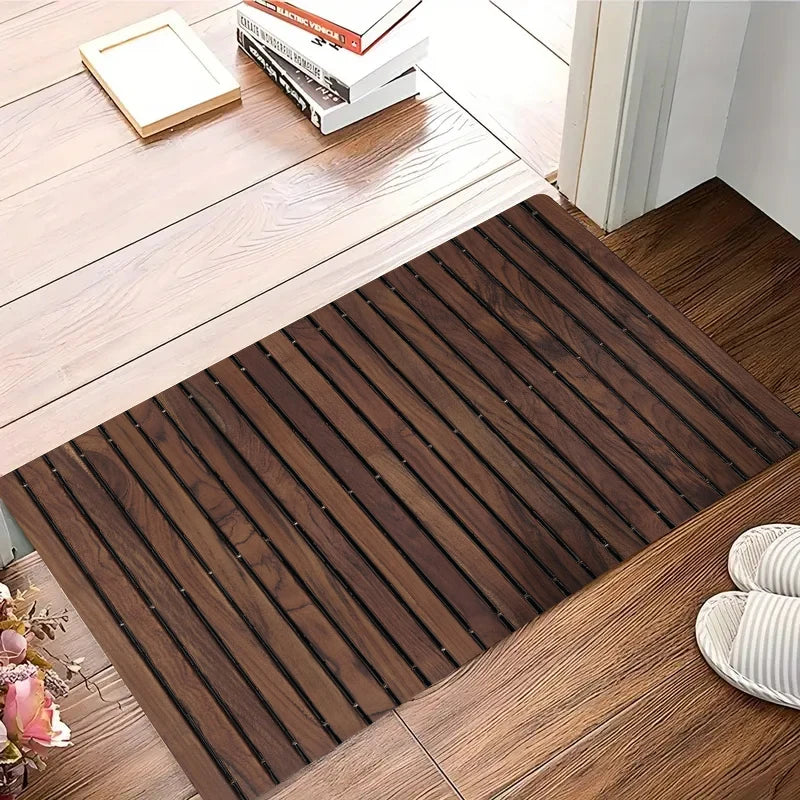 1pc wood grain diatom mud commercial anti-slip mat, minimalist and fresh design, water-absorbing and anti-slip, bathroom mat, su