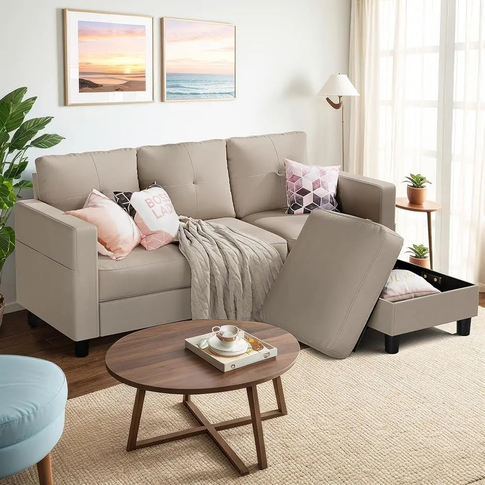 Living room sofa,Upholster Convertible Sectional Sofa for Living Room,3 Seat L Shaped Couches Storage Function,Convertible Sofas