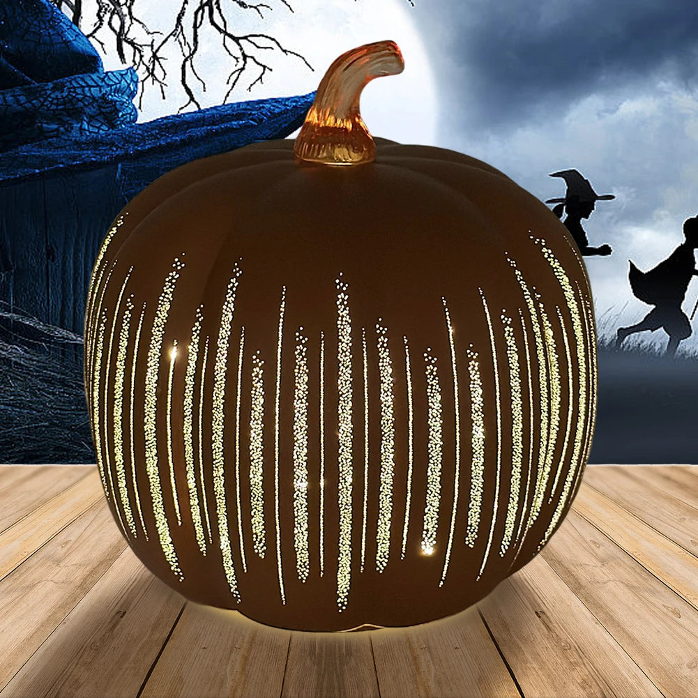 Starry Night Pumpkins Twinkle LED Light Pumpkins Timer Lighted Sparkling Starry Night Glass Pumpkin for Bedroom Hallway