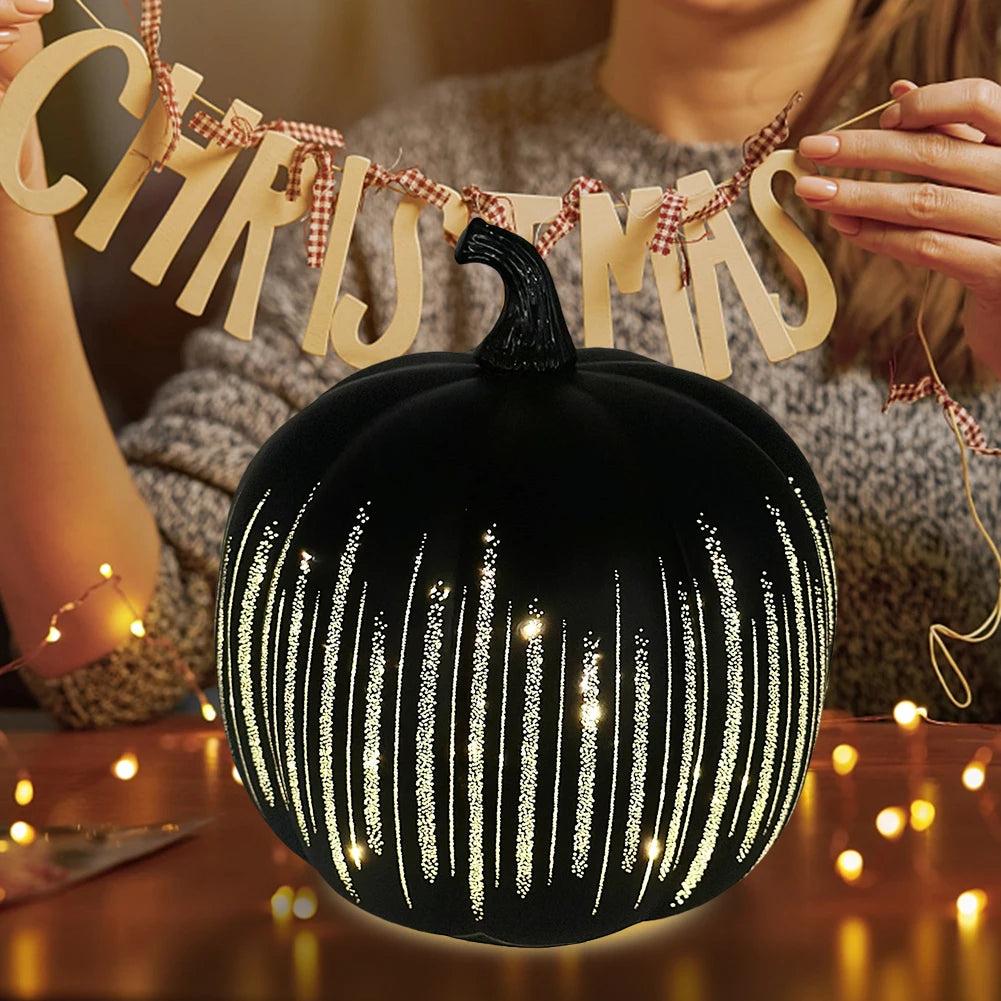 Starry Night Pumpkins Twinkle LED Light Pumpkins Timer Lighted Sparkling Starry Night Glass Pumpkin for Bedroom Hallway