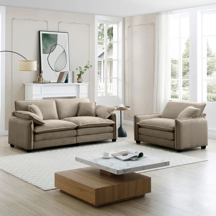 Modern Living Room Sofa Two Pieces Set Suitable for Living room and Small Apartment 2 Pieces Sofa Set Consists of a Single Seat