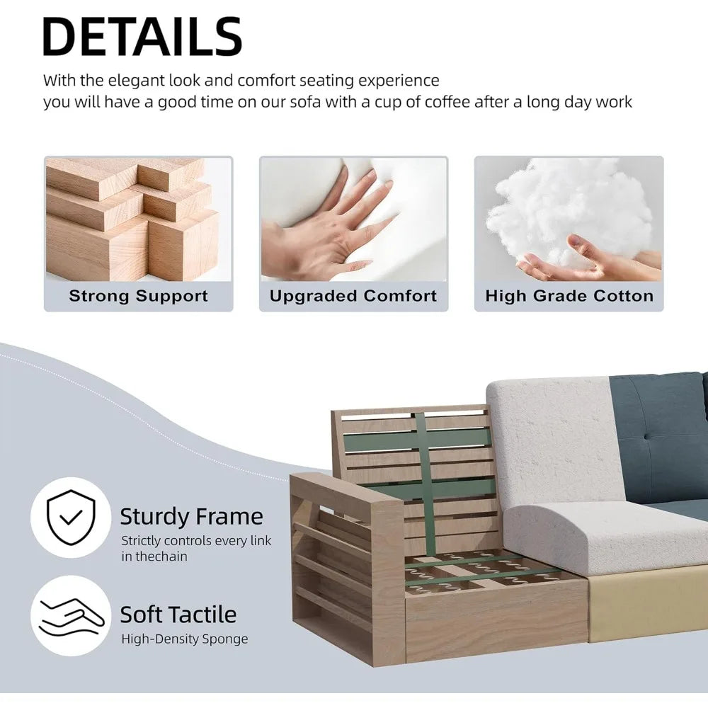 Living room sofa,Upholster Convertible Sectional Sofa for Living Room,3 Seat L Shaped Couches Storage Function,Convertible Sofas