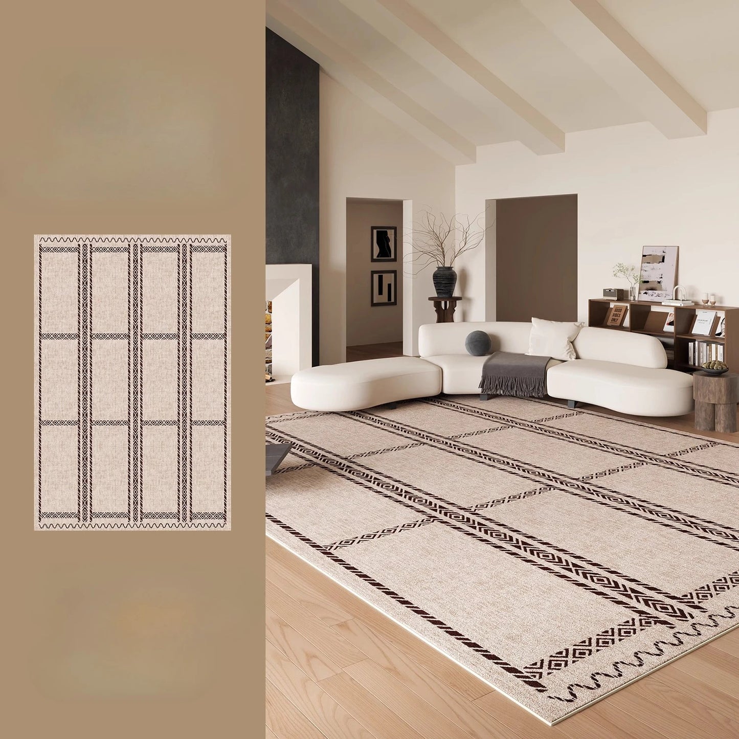 Retro Style Rugs for Bedroom Large Area Living Room Decoration Waterproof Carpet Washable Lounge Floor Mat Anti-slip Bedside Rug