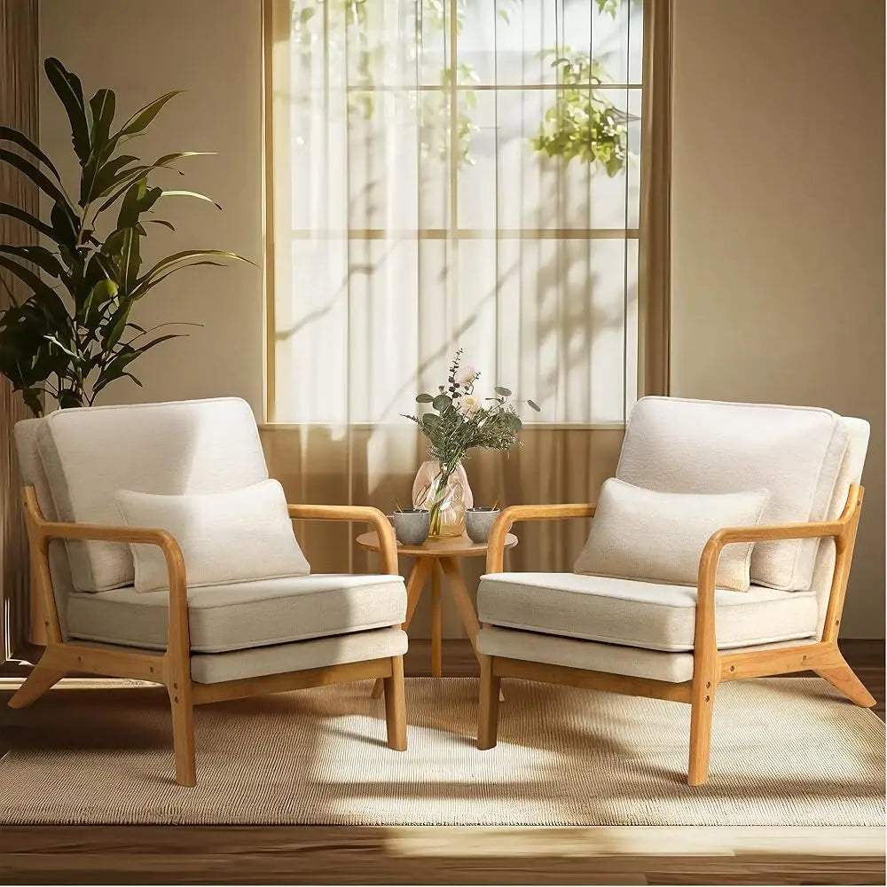 Living room sofa, Modern Accent Chair Set of, Relaxing Armchair Solid Wood Frame Soft Cushion, Reading Leisure Chair Living Room