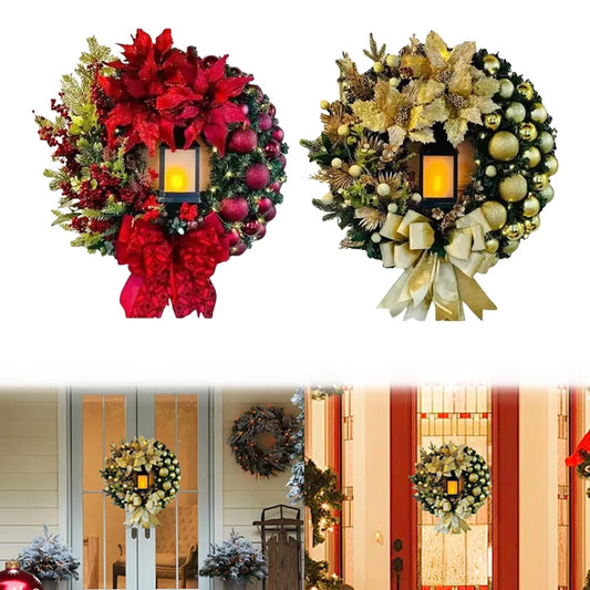 Christmas Wreath With Lamp Front Door Wall Decorations Christmas Door Wreath Wall Door Window Fireplace Staircase Wreath