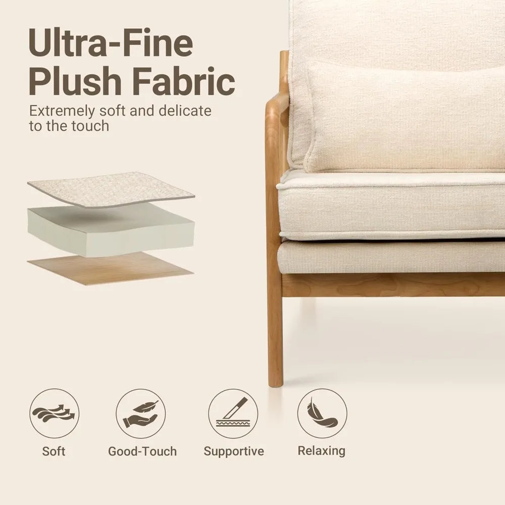 Living room sofa, Modern Accent Chair Set of, Relaxing Armchair Solid Wood Frame Soft Cushion, Reading Leisure Chair Living Room