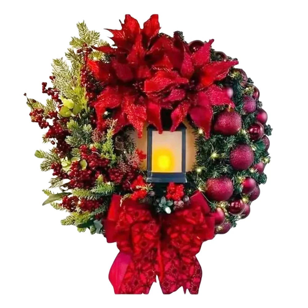 Christmas Wreath With Lamp Front Door Wall Decorations Christmas Door Wreath Wall Door Window Fireplace Staircase Wreath