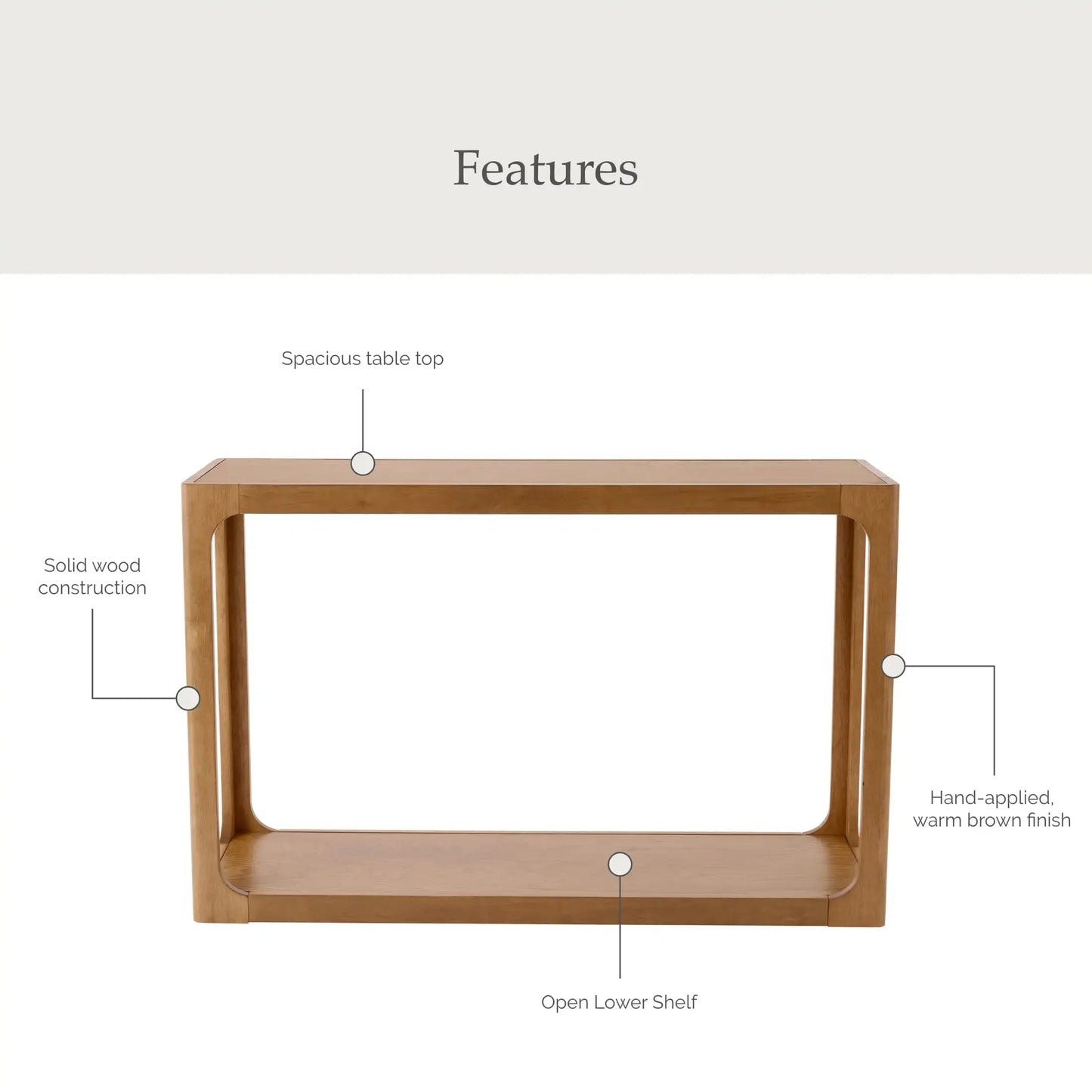 Haven Console Table, Warm Brown