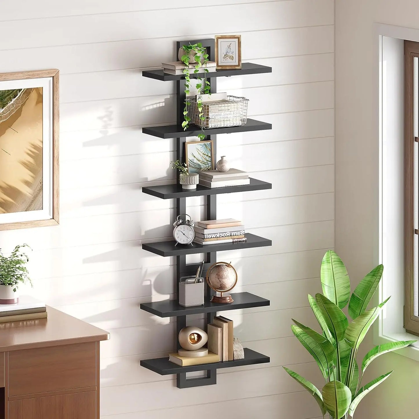 Floating Shelves, 15 Inch Wall Shelf Set of 3, Wall Mounted Storage Shelves 2-Tier, Hanging Bathroom Shelves, for Living Room