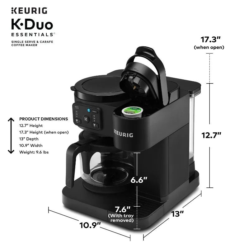 Keurig K-Duo Essentials, Hot & Iced Single-Serve K-Cup Pod Coffee Maker & Carafe, Black