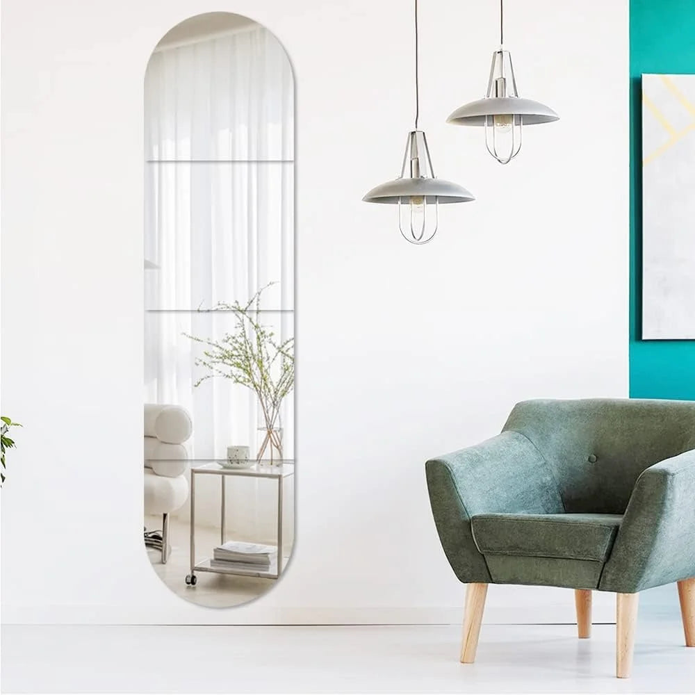 4/8pcs Self  Acrylic Mirror Tiles DIY Flexible Non Glass Safety Mirror Sheets Wall Stickers Shatterproof,Home Decor