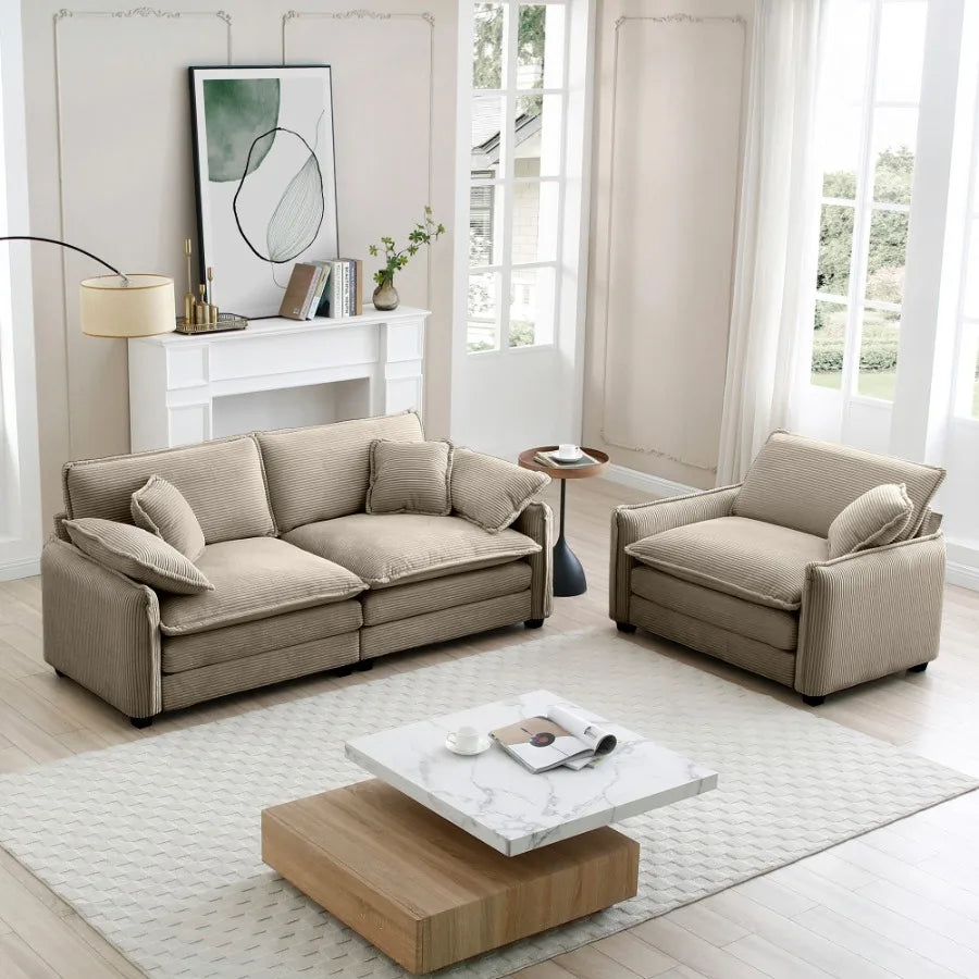 Modern Living Room Sofa Two Pieces Set Suitable for Living room and Small Apartment 2 Pieces Sofa Set Consists of a Single Seat