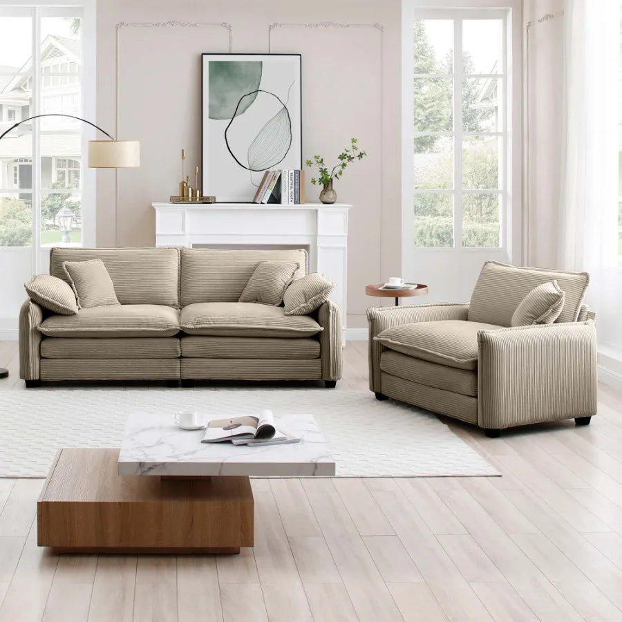 Modern Living Room Sofa Two Pieces Set Suitable for Living room and Small Apartment 2 Pieces Sofa Set Consists of a Single Seat