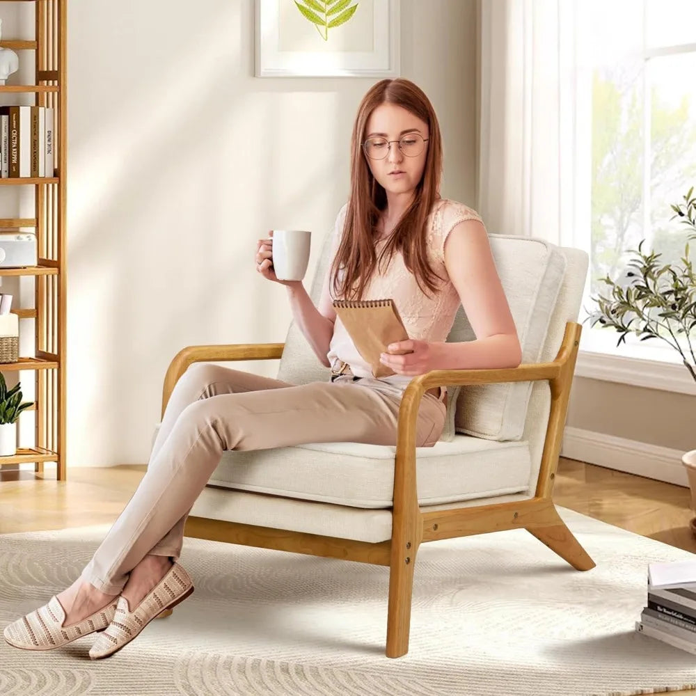 Living room sofa, Modern Accent Chair Set of, Relaxing Armchair Solid Wood Frame Soft Cushion, Reading Leisure Chair Living Room
