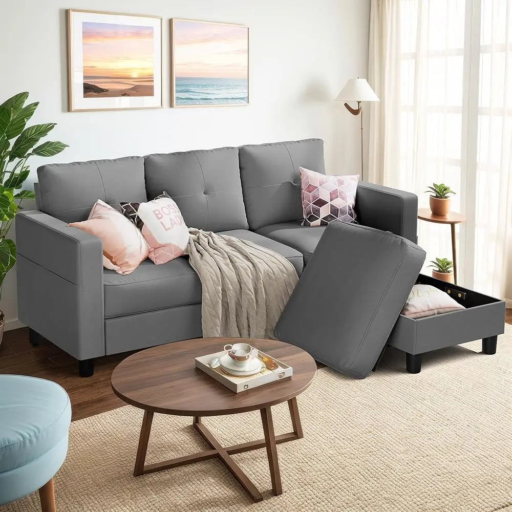 Living room sofa,Upholster Convertible Sectional Sofa for Living Room,3 Seat L Shaped Couches Storage Function,Convertible Sofas